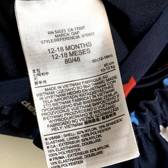 Baby Gap Blue Ruffle Star Print Peplum Swimsuit 4th July Baby Girl 12-18 Months - Picture 7 of 8